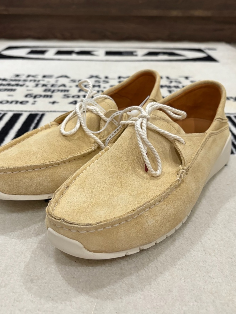 OluKai Ka'a Driver Italian Suede Leather Lace Up Loafers - Golden Sand